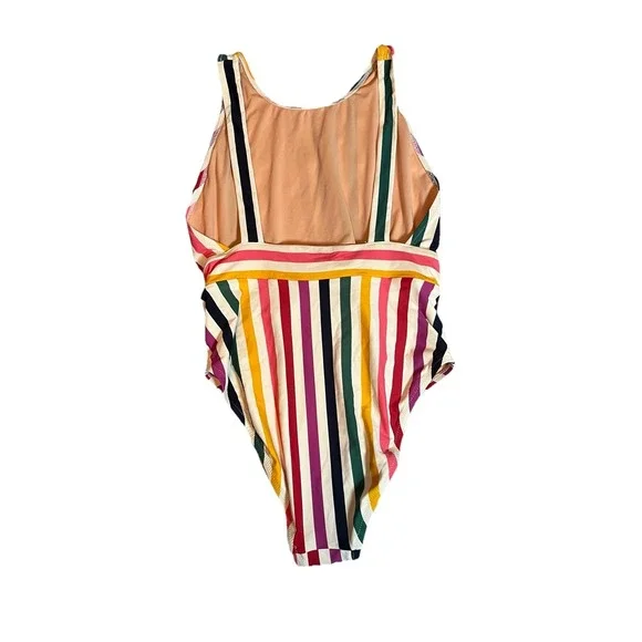J. Crew Rainbow Striped  Low Back One-Piece Swimsuit Multi Color Size 8 - Picture 9 of 9